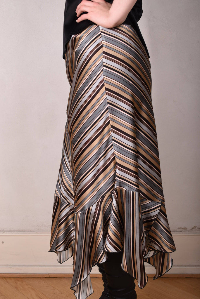 M.BARKER Silk skirt cut on bias "M.B. Stripe" - Tone Barker Silk