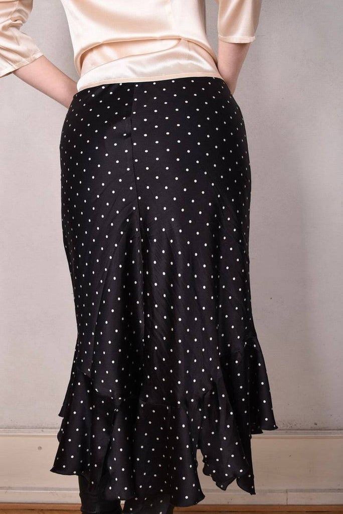 M.BARKER Silk skirt cut on bias "Pearl Dot" by Marie Barker - Tone Barker Silk
