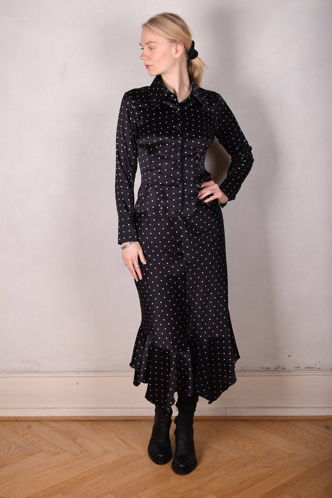 M.BARKER Silk skirt cut on bias "Pearl Dot" by Marie Barker - Tone Barker Silk