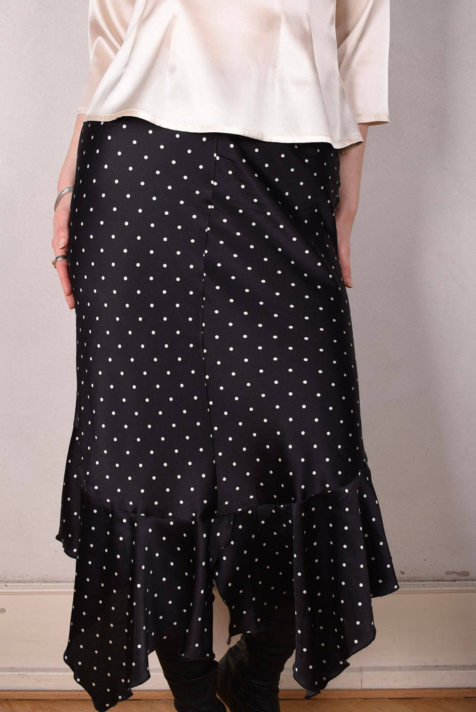 M.BARKER Silk skirt cut on bias "Pearl Dot" by Marie Barker - Tone Barker Silk