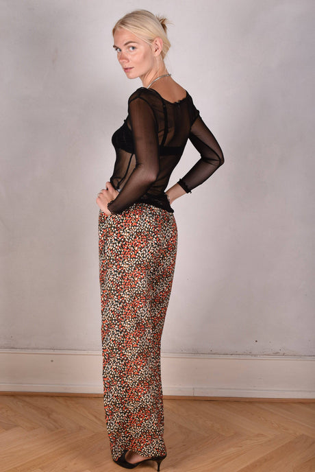 Norah, Wide legged  trousers in Crepe-de-Chine Silk/viscose mix. "Bee-drops" - Tone Barker Silk