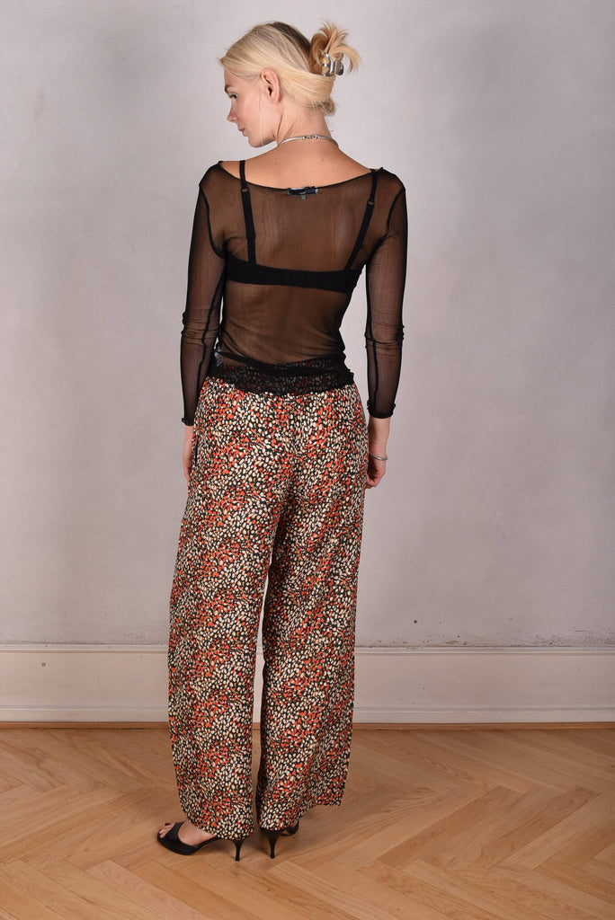 Norah, Wide legged  trousers in Crepe-de-Chine Silk/viscose mix. "Bee-drops" - Tone Barker Silk