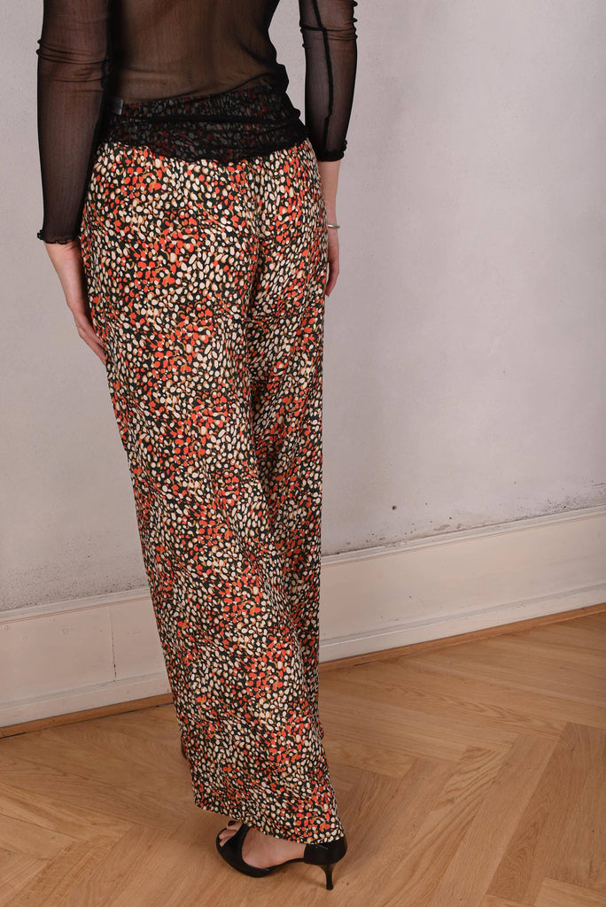 Norah, Wide legged  trousers in Crepe-de-Chine Silk/viscose mix. "Bee-drops" - Tone Barker Silk