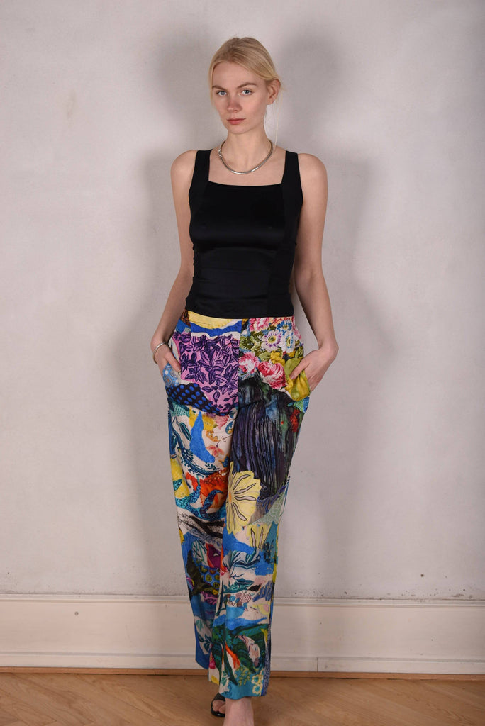 Norah, Wide legged  trousers in Stretch satin Silk. "Giadams" - Tone Barker Silk