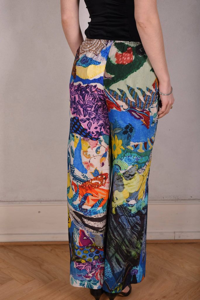 Norah, Wide legged  trousers in Stretch satin Silk. "Giadams" - Tone Barker Silk