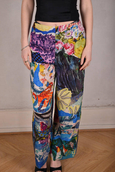 Norah, Wide legged  trousers in Stretch satin Silk. "Giadams" - Tone Barker Silk
