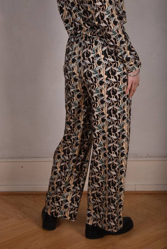 Norah, Wide legged  trousers Noil Silk/viscose mix. "Bird/Branch" - Tone Barker Silk
