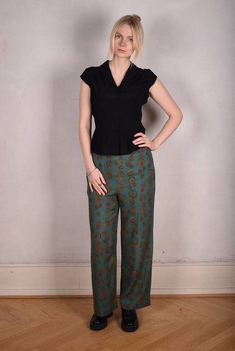 Norah, Wide legged  trousers Noil Silk/viscose mix. "Grotus" - Tone Barker Silk