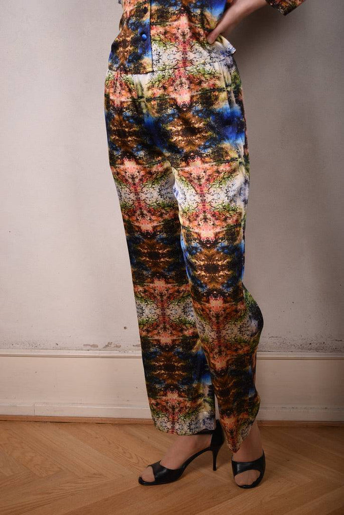 Norma, Semi-wide legged  trousers in Stretch satin Silk. "Calling" by M.S.O. - Tone Barker Silk