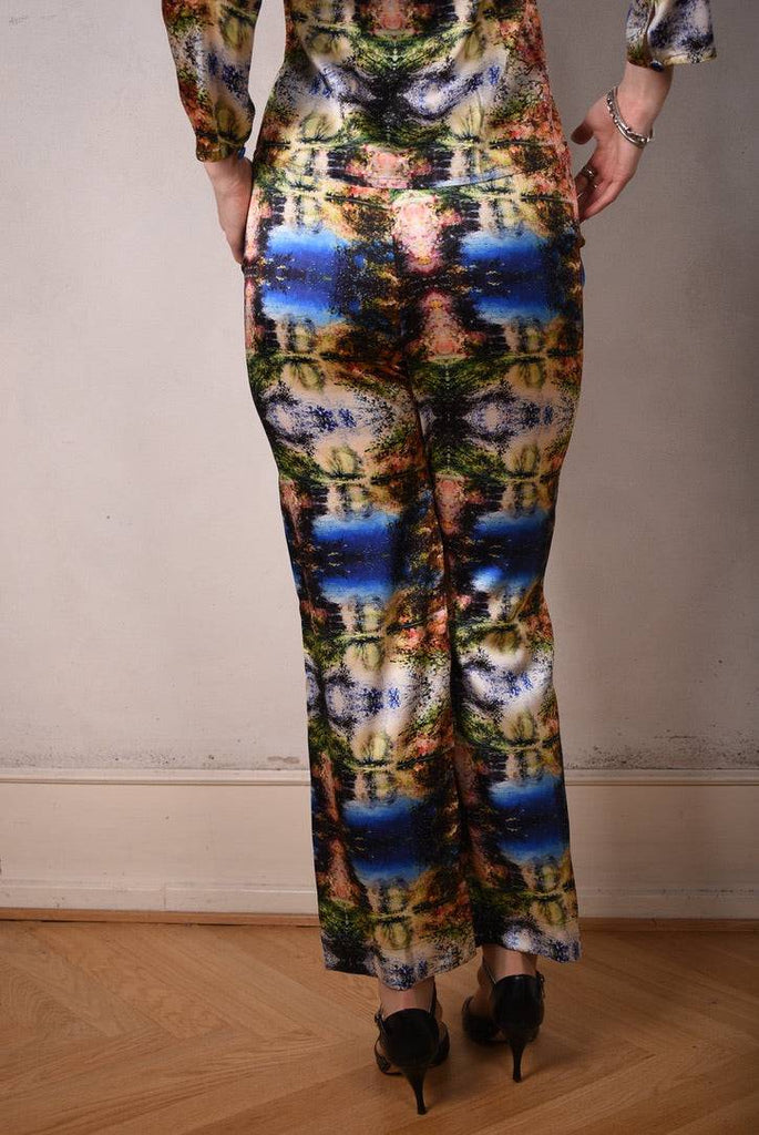 Norma, Semi-wide legged  trousers in Stretch satin Silk. "Calling" by M.S.O. - Tone Barker Silk