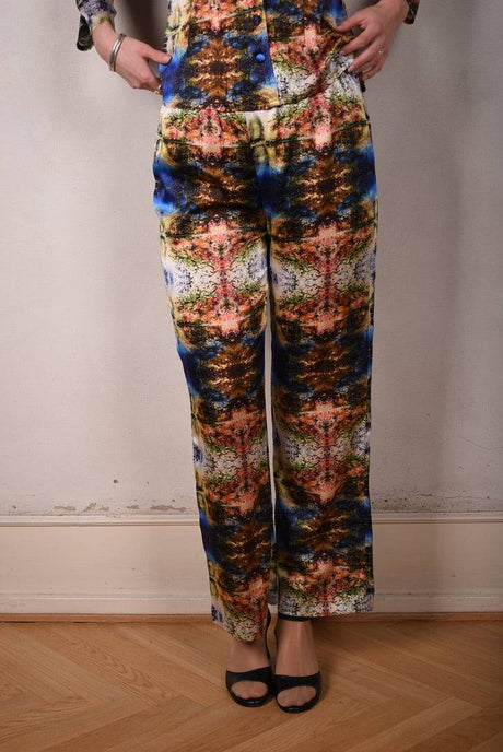Norma, Semi-wide legged  trousers in Stretch satin Silk. "Calling" by M.S.O. - Tone Barker Silk
