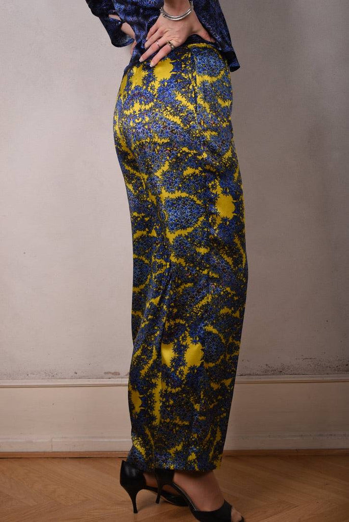 Norma, Semi-wide legged  trousers in Stretch satin Silk. "Sand Reef" - Tone Barker Silk