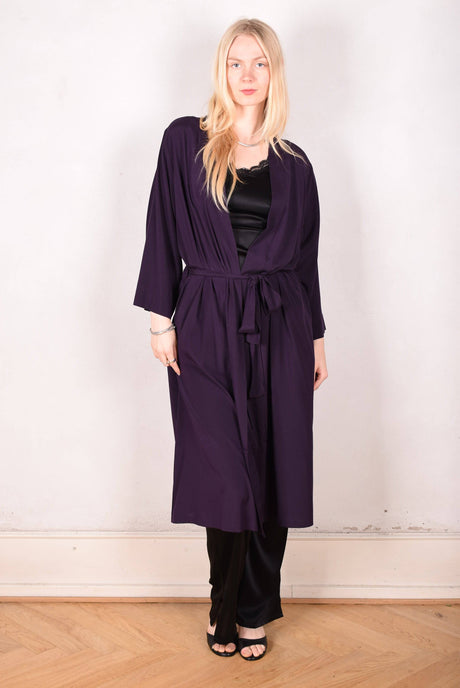 MaxLuxe , Robe in stretch satin silk "Night Purple" - Tone Barker Silk