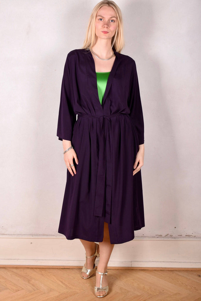 MaxLuxe , Robe in stretch satin silk "Night Purple" - Tone Barker Silk