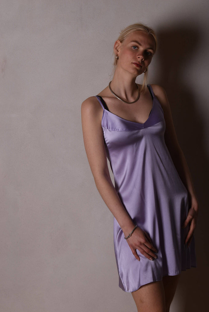 Badie Silk stretch satin slip dress. Col. "Lilac" - Tone Barker Silk