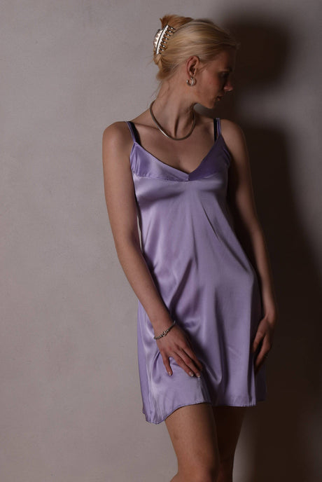 Badie Silk stretch satin slip dress. Col. "Lilac" - Tone Barker Silk