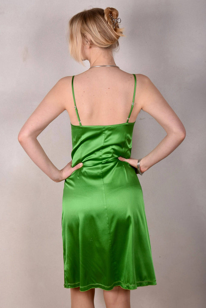 Florianne, "Slip"-dress in Stretch Silk Satin w. 5% elastane "Emerald Green" - Tone Barker Silk