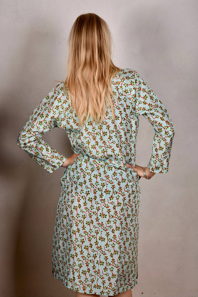 "Hidrea" Kaftan-dress with pockets. 100% Habotai Silk. Print: "Nuponais" - Tone Barker Silk