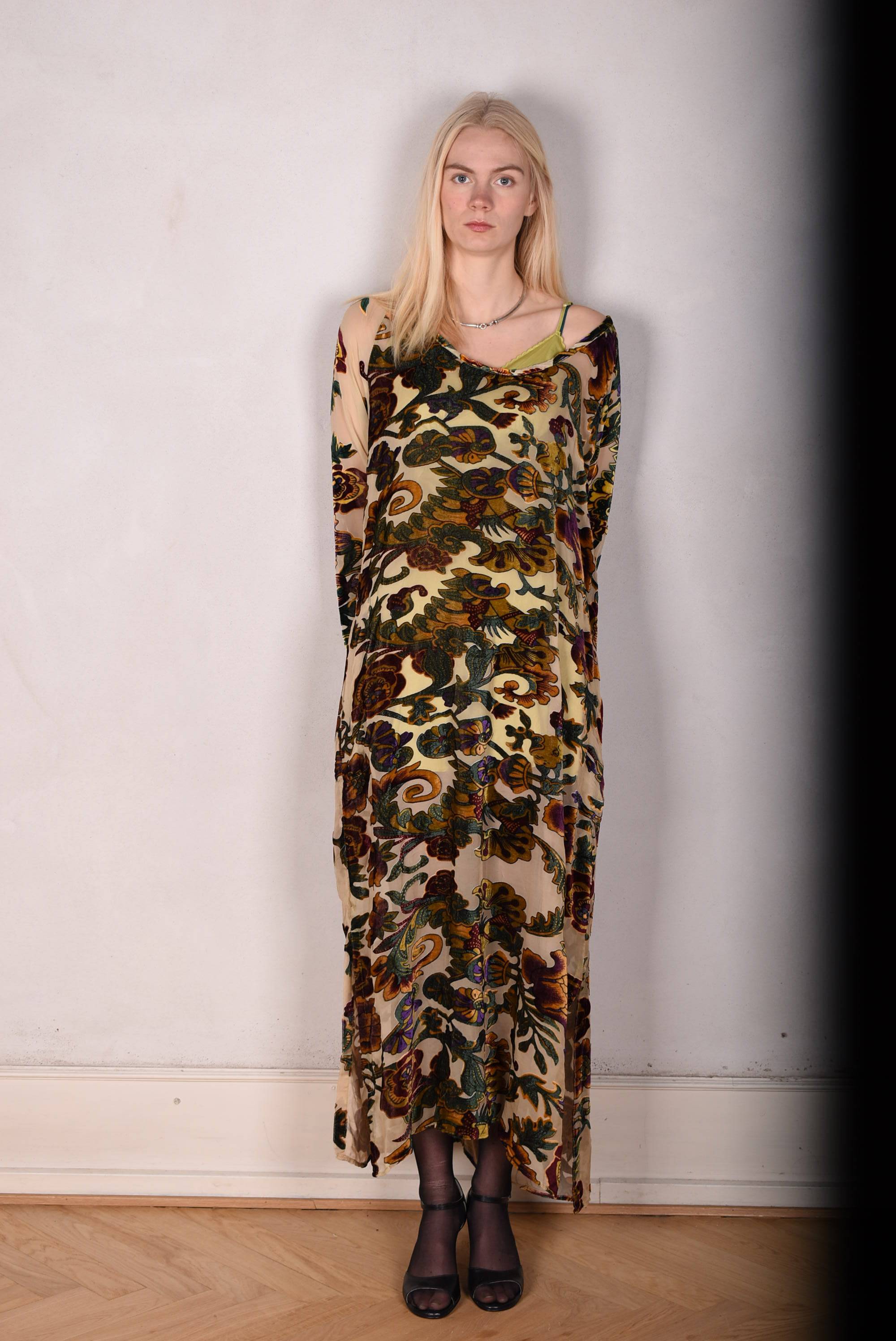 Indrea-Velvet Maxi dress kaftan-style, with pockets in Silk-Velvet dev