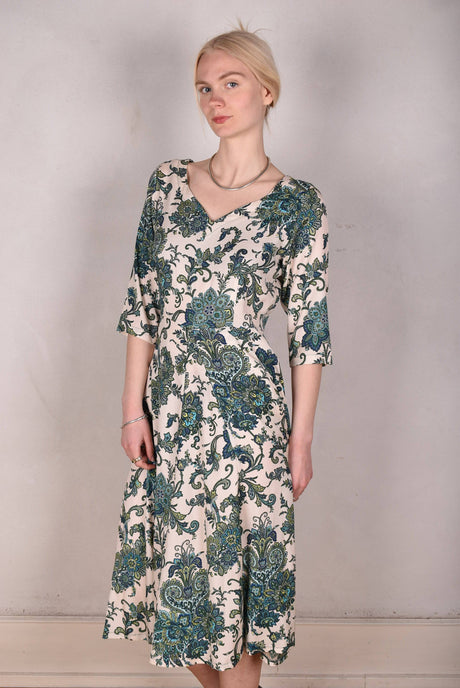 Jane. Stretch Silk midi-length dress with pockets (Seasley) - Tone Barker Silk