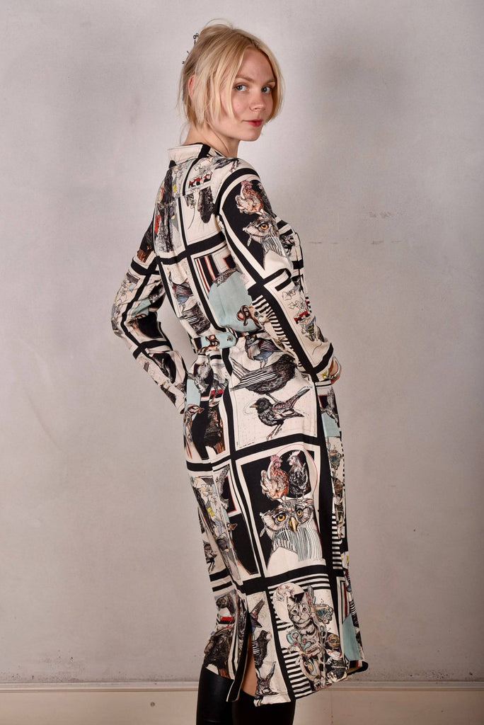 Lonhabo. Shirt dress in noil silk/rayon mix. "6-Suse" - Tone Barker Silk