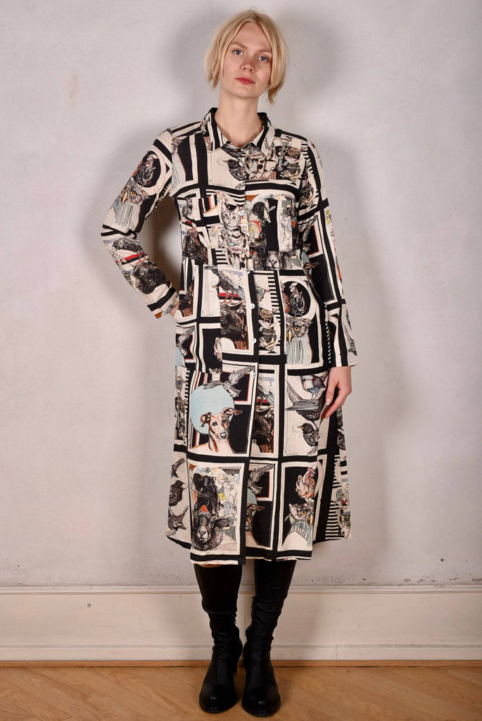 Lonhabo. Shirt dress in noil silk/rayon mix. "6-Suse" - Tone Barker Silk