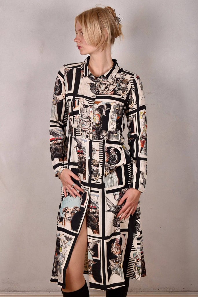 Lonhabo. Shirt dress in noil silk/rayon mix. "6-Suse" - Tone Barker Silk