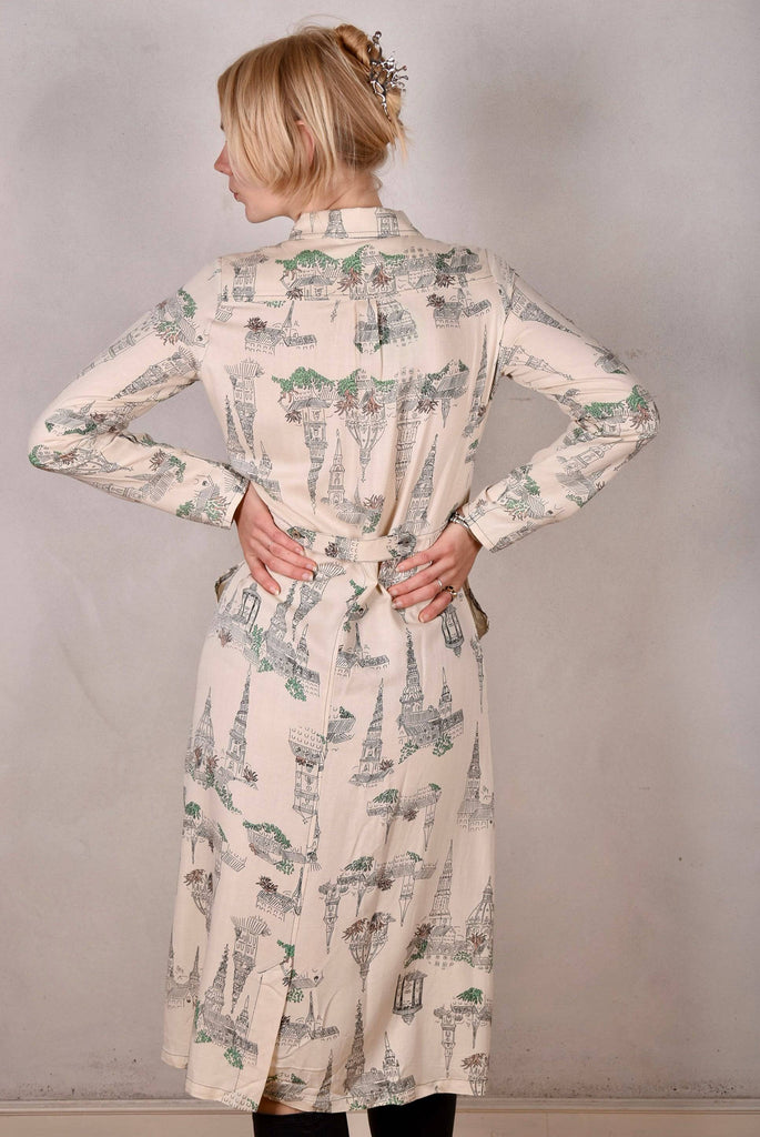 Lonhabo. Shirt dress in noil silk/rayon mix. "N-towers" - Tone Barker Silk