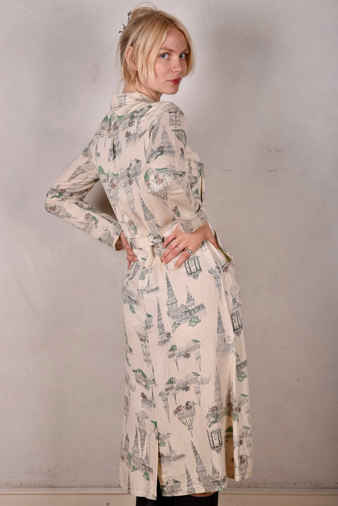 Lonhabo. Shirt dress in noil silk/rayon mix. "N-towers" - Tone Barker Silk