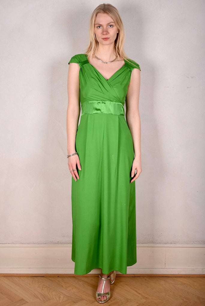 Magnifique. Maxi dress in Silk Stretch Satin, 95% silk, 5% elastan, "Emerald" - Tone Barker Silk