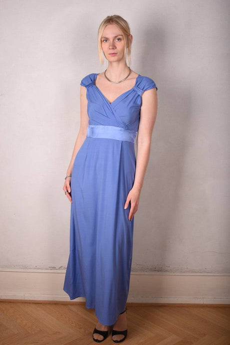 Magnifique. Maxi dress in Silk Stretch Satin, 95% silk, 5% elastan, "Martinblue". - Tone Barker Silk