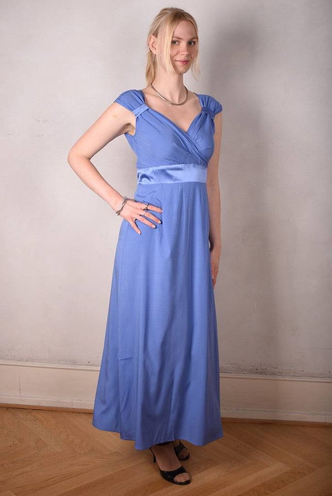 Magnifique. Maxi dress in Silk Stretch Satin, 95% silk, 5% elastan, "Martinblue". - Tone Barker Silk