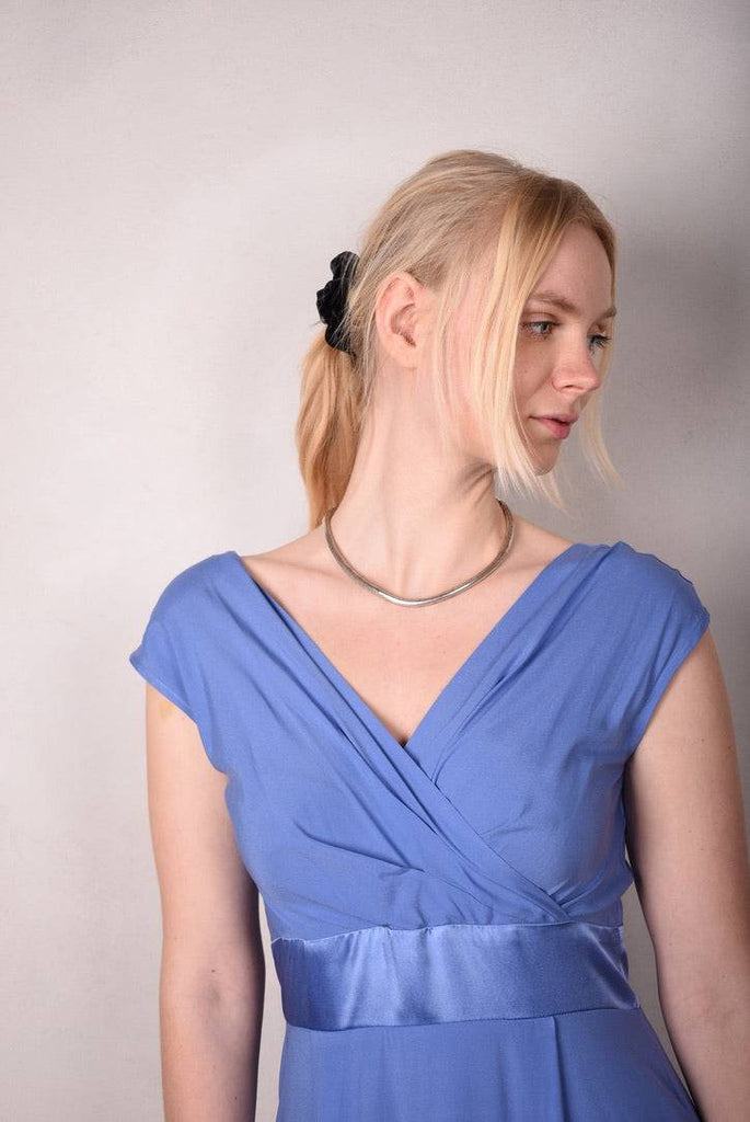 Magnifique. Maxi dress in Silk Stretch Satin, 95% silk, 5% elastan, "Martinblue". - Tone Barker Silk