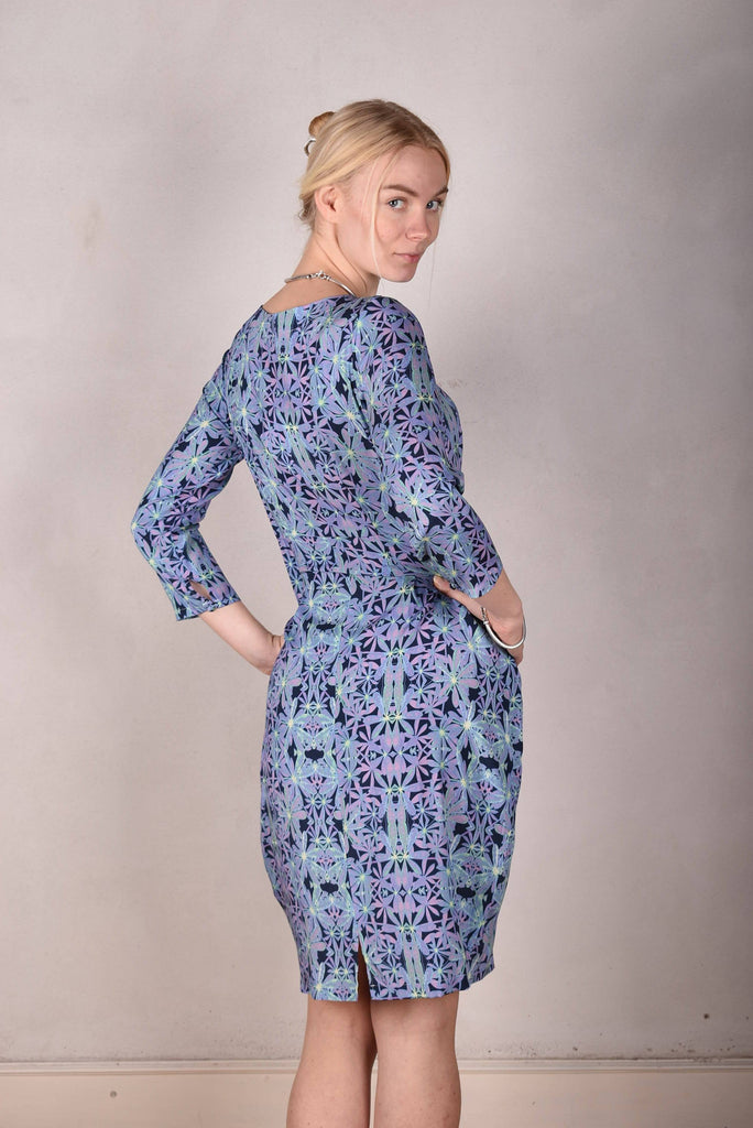 Maudacity. The classic dress in stretch silk satin (Aquafleur) - Tone Barker Silk