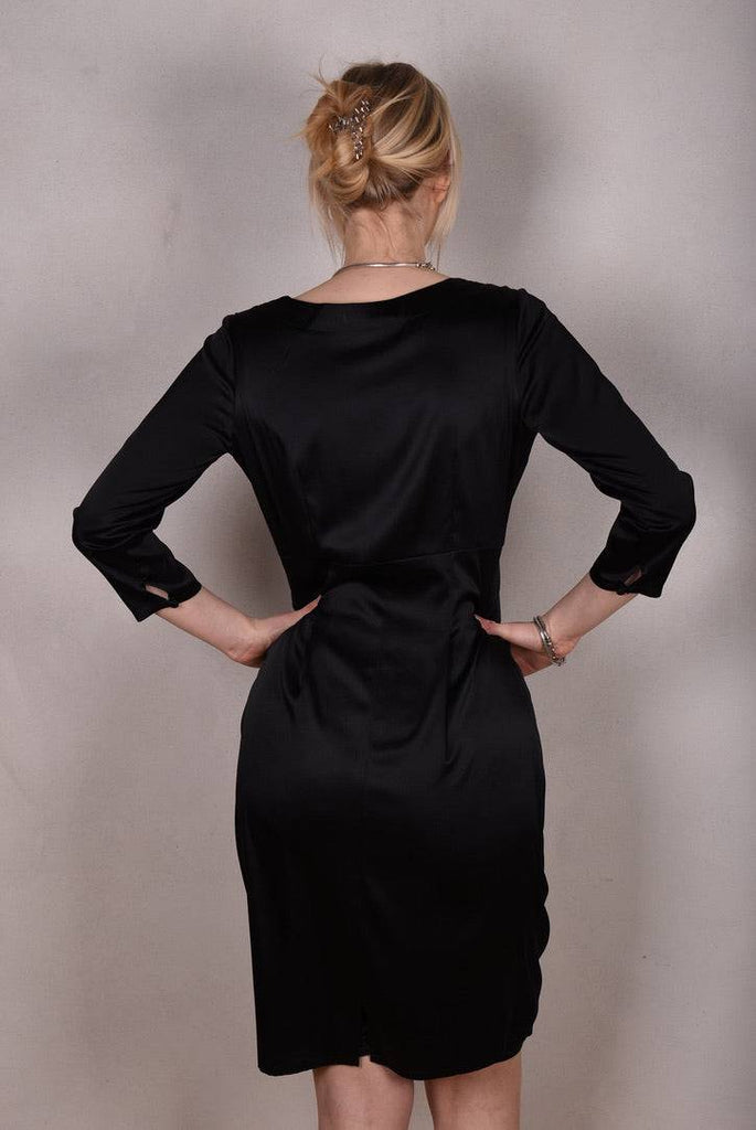 Maudacity. The classic dress in stretch silk satin (Black) - Tone Barker Silk