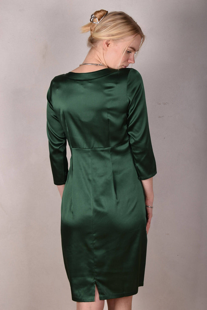Maudacity. The classic dress in stretch silk satin (Forrest) - Tone Barker Silk