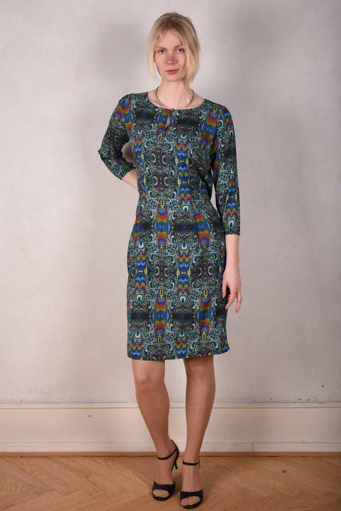 Maudacity. The classic dress in stretch silk satin (Fraktalia) - Tone Barker Silk