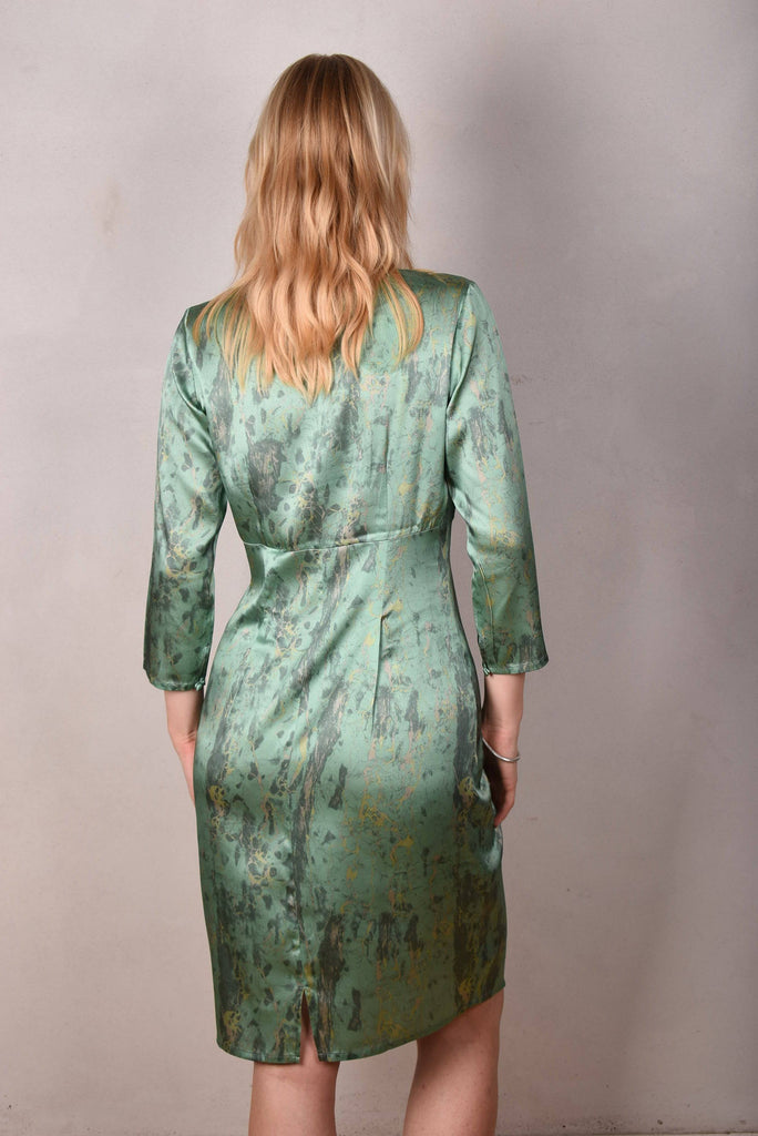 Maudacity. The classic dress in stretch silk satin (Sea-Mar) - Tone Barker Silk