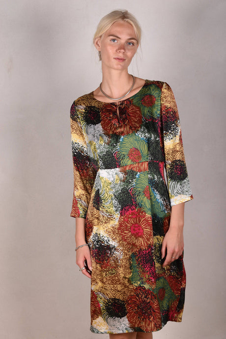 Maudacity. The classic dress in stretch silk satin (Swirl) - Tone Barker Silk