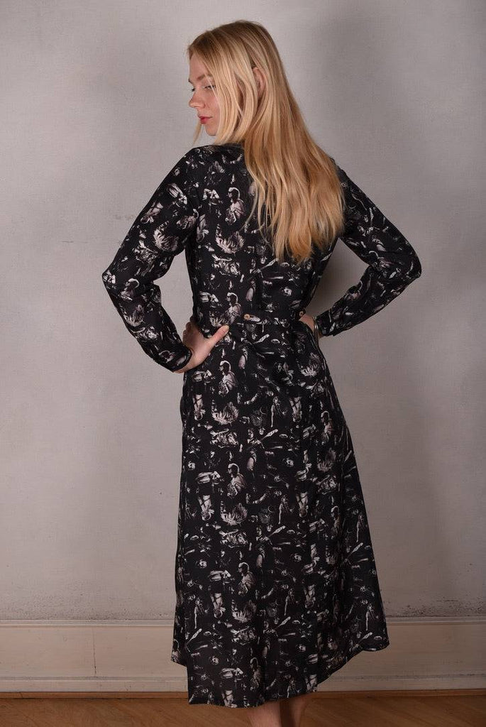 Maxhabo. Long shirt-dress in 100% habotai silk. Print "Punk" from the Raadal Collection - Tone Barker Silk