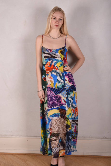 My-Long, Stretch silk maxi length strap-dress. "Giadams" - Tone Barker Silk