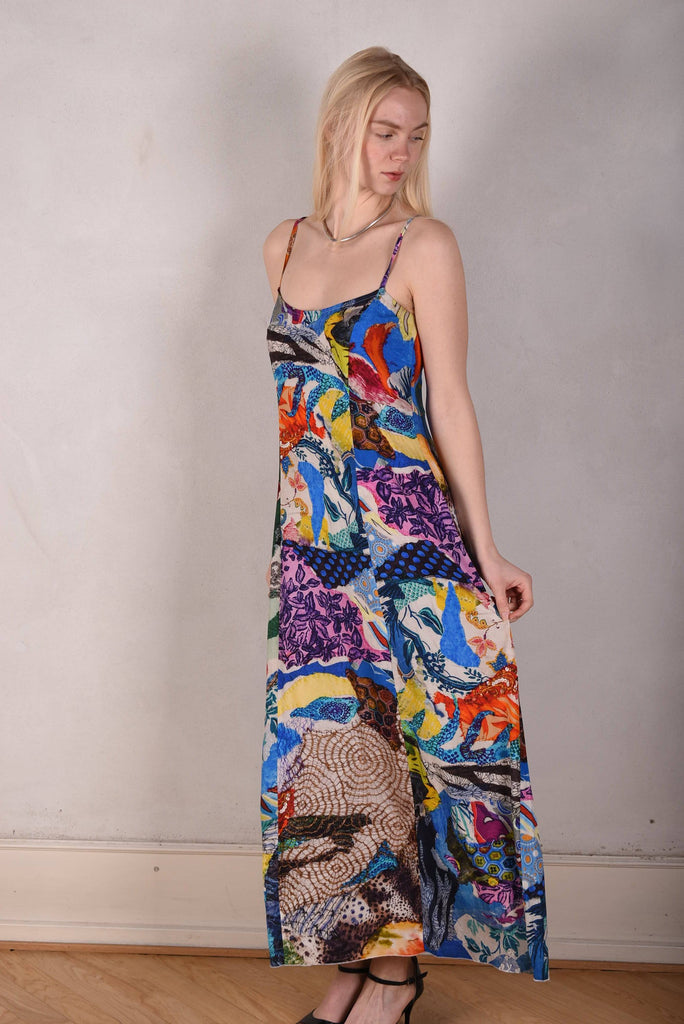 My-Long, Stretch silk maxi length strap-dress. "Giadams" - Tone Barker Silk