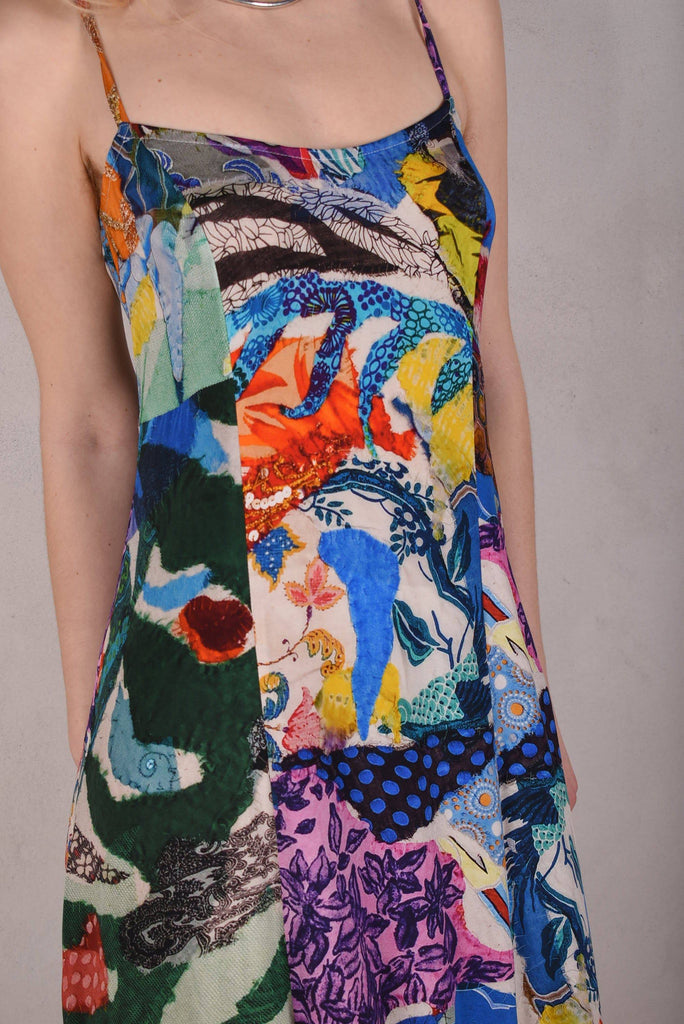 My-Long, Stretch silk maxi length strap-dress. "Giadams" - Tone Barker Silk