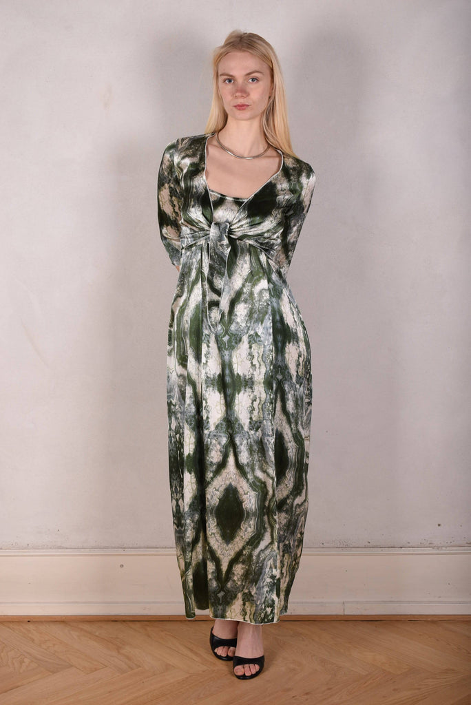 My-Long, Stretch silk maxi length strap-dress. "Mar-Green" - Tone Barker Silk