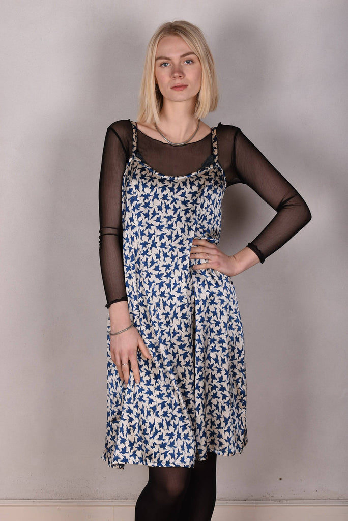 My-Midi. Stretch silk "slip"dress with shoulder straps. "True-bird" - Tone Barker Silk