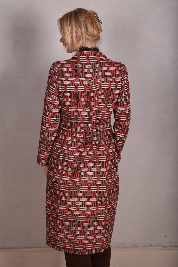 Nennie. Shirt dress in Noil silk/rayon mix. Print "Nuasket" - Tone Barker Silk