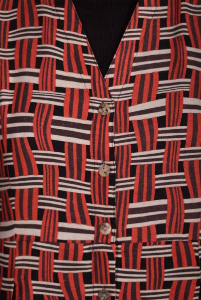 Nennie. Shirt dress in Noil silk/rayon mix. Print "Nuasket" - Tone Barker Silk