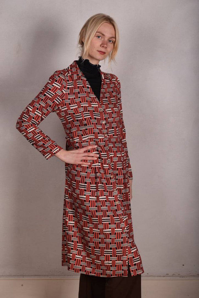 Nennie. Shirt dress in Noil silk/rayon mix. Print "Nuasket" - Tone Barker Silk
