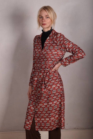 Nennie. Shirt dress in Noil silk/rayon mix. Print "Nuasket" - Tone Barker Silk
