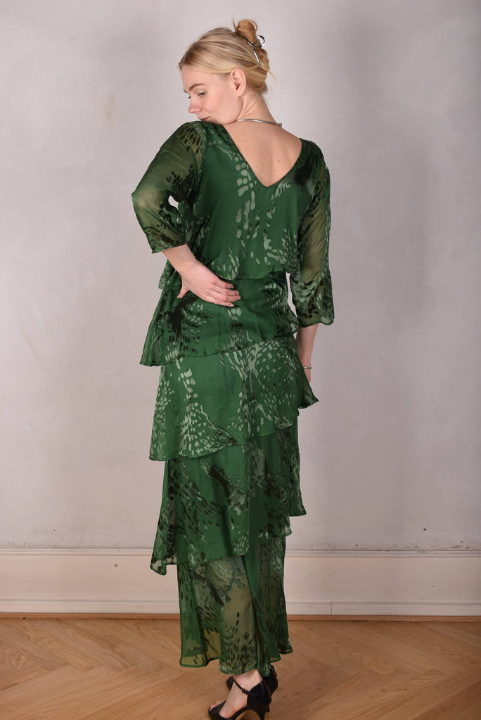 Nyn-Frida. The "magic" dress in layers, with 3/4 sleeves "Forrest" - Tone Barker Silk